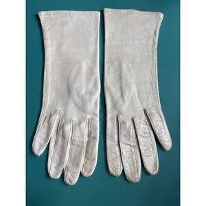 VTG Italian‎ White Womens Leather Gloves Silk Lined Italy